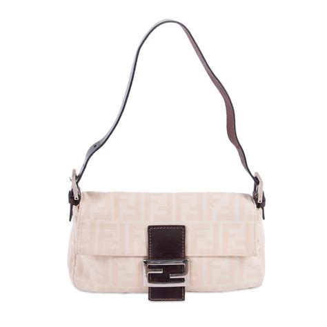 fendi baguette beige canvas bag